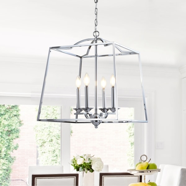 Gloria 19" 4-light Metal LED Pendant, Chrome by JONATHAN Y