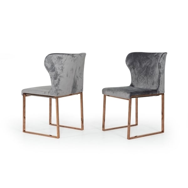 grey and rose gold dining chairs