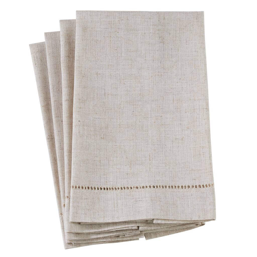 Poly And Linen Blend Guest Towels With Plain Hemstitch Design