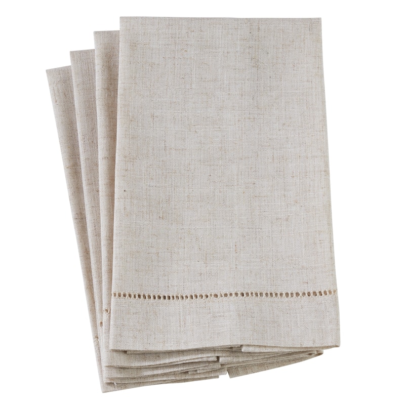 Poly And Linen Blend Guest Towels With Plain Hemstitch Design