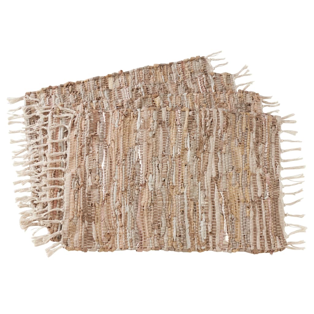 Cotton And Leather Chindi Table Mats (Set of 4)