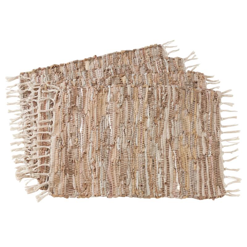 Cotton And Leather Chindi Table Mats (Set of 4)