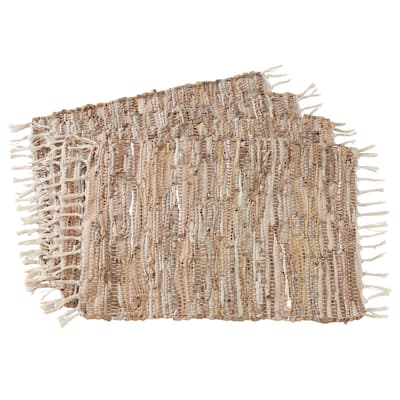 Cotton And Leather Chindi Table Mats (Set of 4)