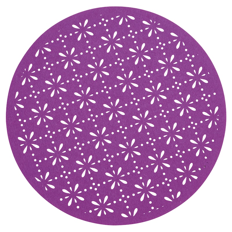 Round Cutwork Felt Table Mats (Set of 4) - Purple - Set of 4