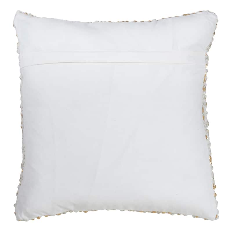 Foil Printed Knotted Nubby Down Filled Cotton Throw Pillow