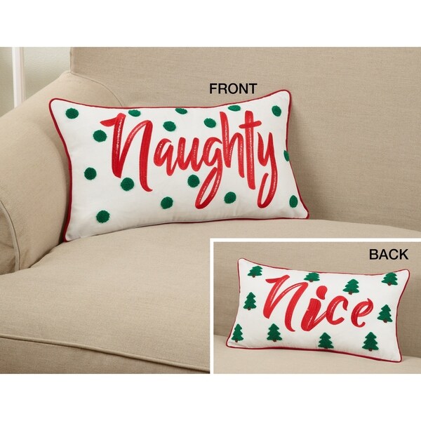 Shop Reversible Naughty Or Nice Christmas Down Filled Throw Pillow ...