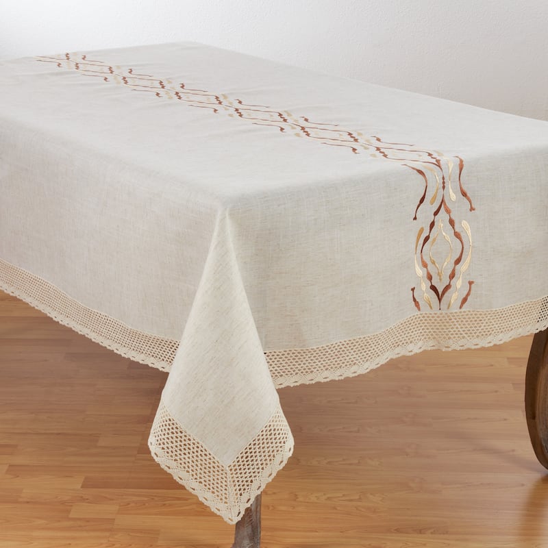 Lace Border Abstract Design Poly Blend Tablecloth