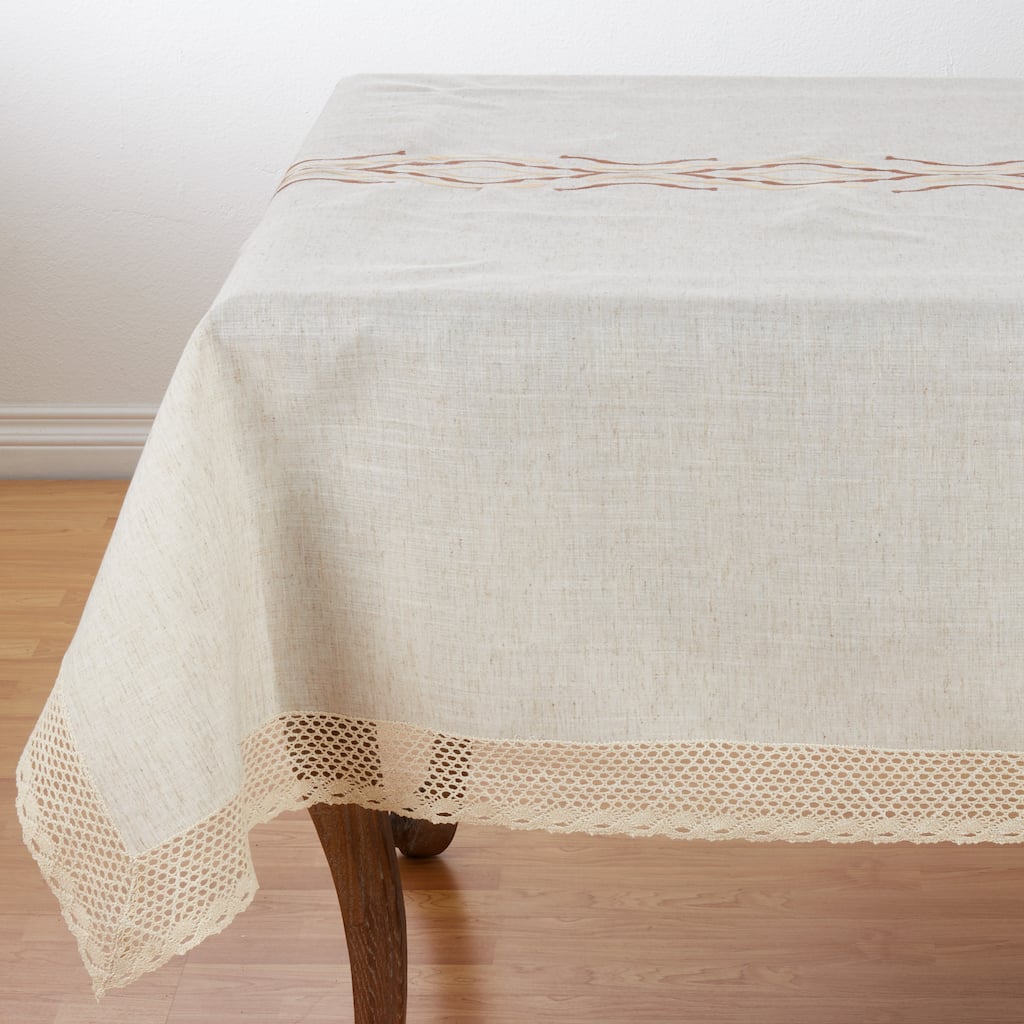 Lace Border Abstract Design Poly Blend Tablecloth