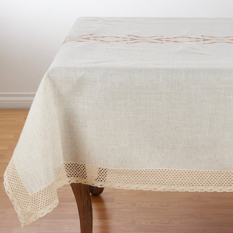 Lace Border Abstract Design Poly Blend Tablecloth