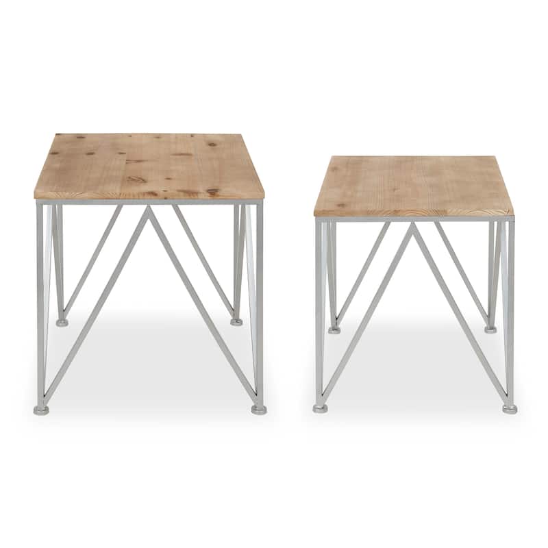 Kate and Laurel Uzma 2-Set Nesting Metal/Wood End Tables