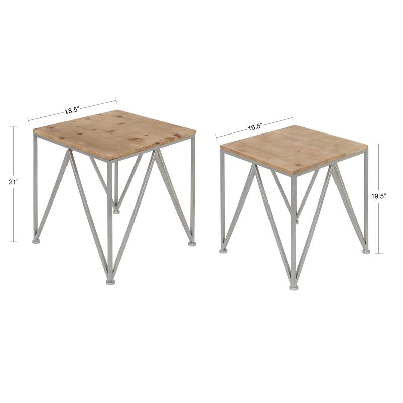 Kate and Laurel Uzma 2-Set Nesting Metal/Wood End Tables