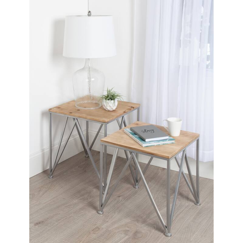 Kate and Laurel Uzma 2-Set Nesting Metal/Wood End Tables