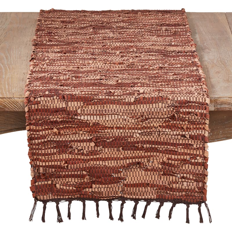 100% Leather Runner With Chindi Design