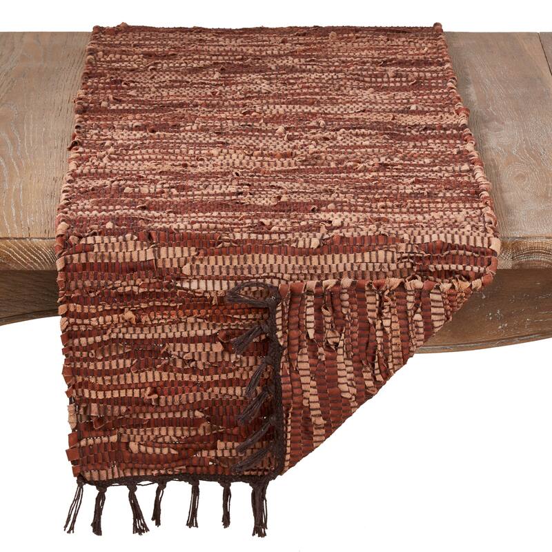 100% Leather Runner With Chindi Design