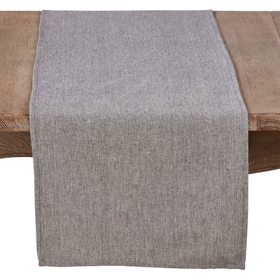 Cotton Table Runner In Solid Grey