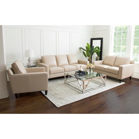 Cream Living Room Furniture Sets Online At Our Best Abbyson Milton 3 Piece Top Grain Leather Living Room Set