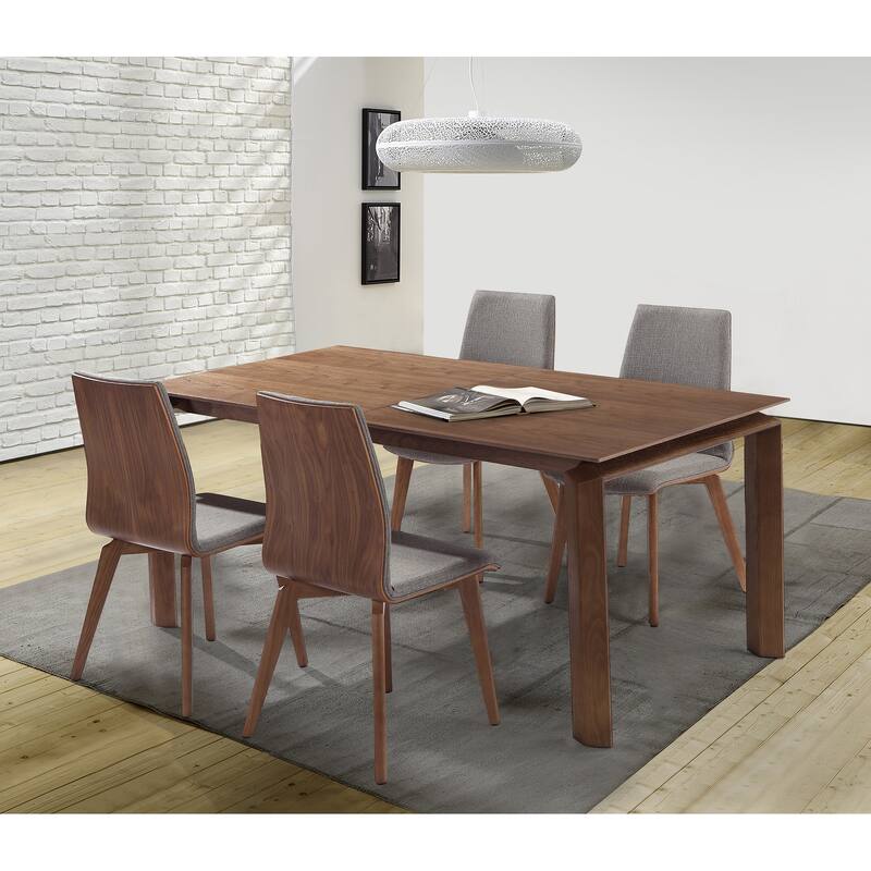 Treviso Mid Century Modern Extendable Dining Table in Walnut Finishwith Butterfly Leaf