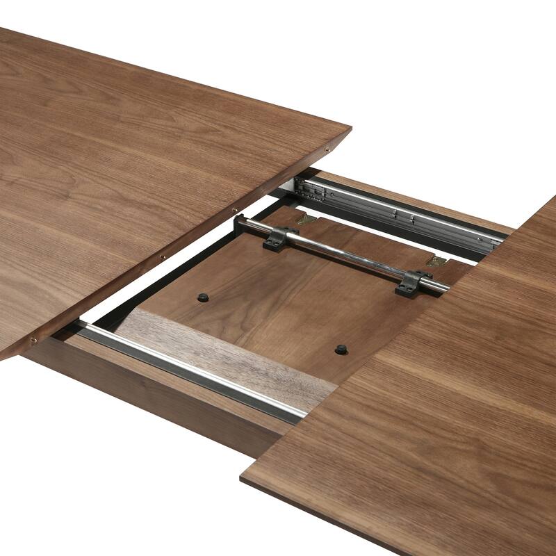 Treviso Mid Century Modern Extendable Dining Table in Walnut Finishwith Butterfly Leaf