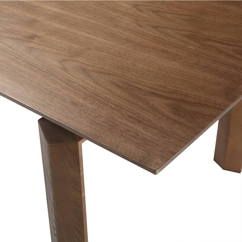 Treviso Mid Century Modern Extendable Dining Table in Walnut Finishwith Butterfly Leaf