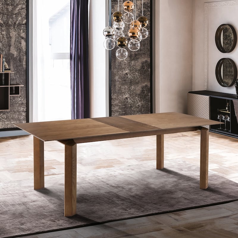 Treviso Mid Century Modern Extendable Dining Table in Walnut Finishwith Butterfly Leaf