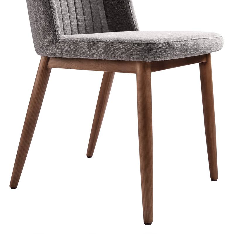Armen Living Wade Mid-Century Dining Chair in Walnut Finish and Gray Fabric - Set of 2