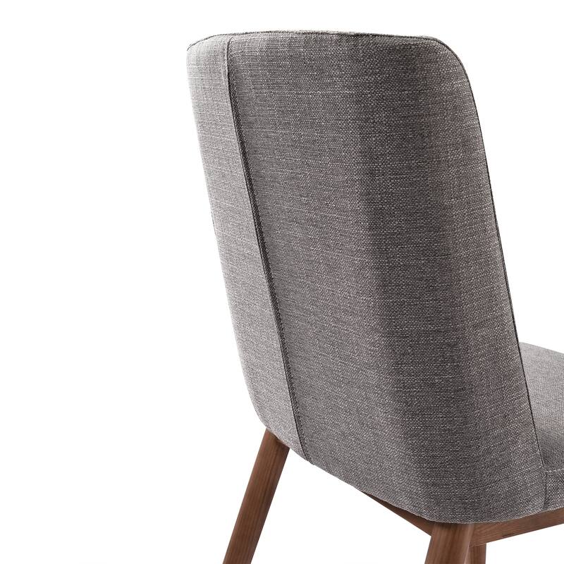 Armen Living Wade Mid-Century Dining Chair in Walnut Finish and Gray Fabric - Set of 2