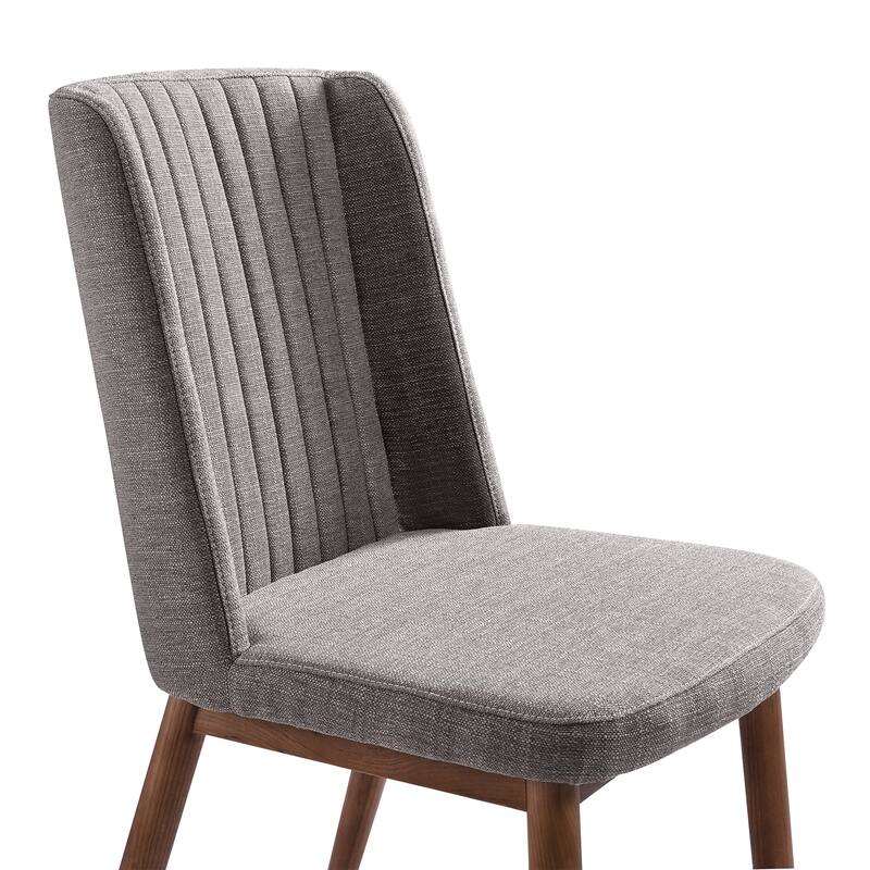 Armen Living Wade Mid-Century Dining Chair in Walnut Finish and Gray Fabric - Set of 2