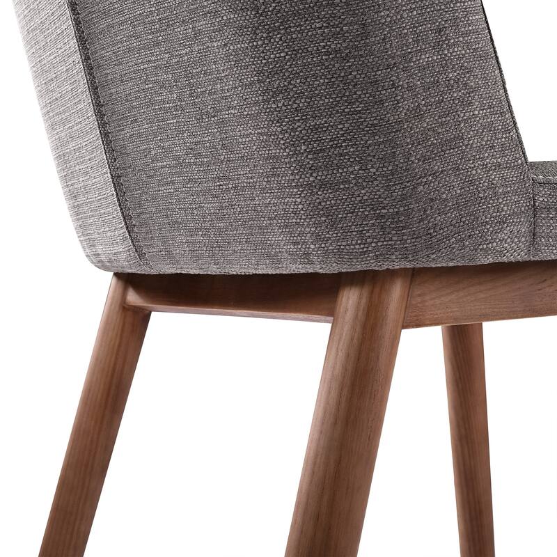 Armen Living Wade Mid-Century Dining Chair in Walnut Finish and Gray Fabric - Set of 2