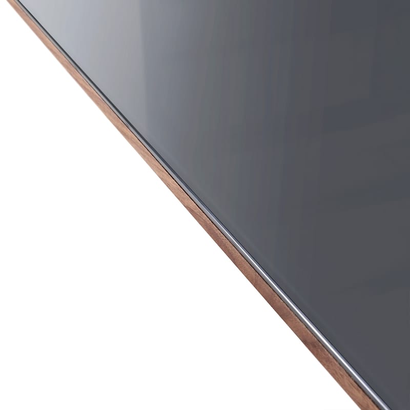Urbino Dining Table in Matte Black Finish with Walnut and Dark Gray Glass Top