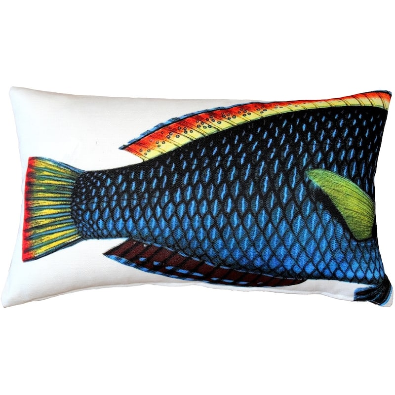Blue Wrasse Fish 12x19 Throw Pillow with Polyfill Insert Bed Bath