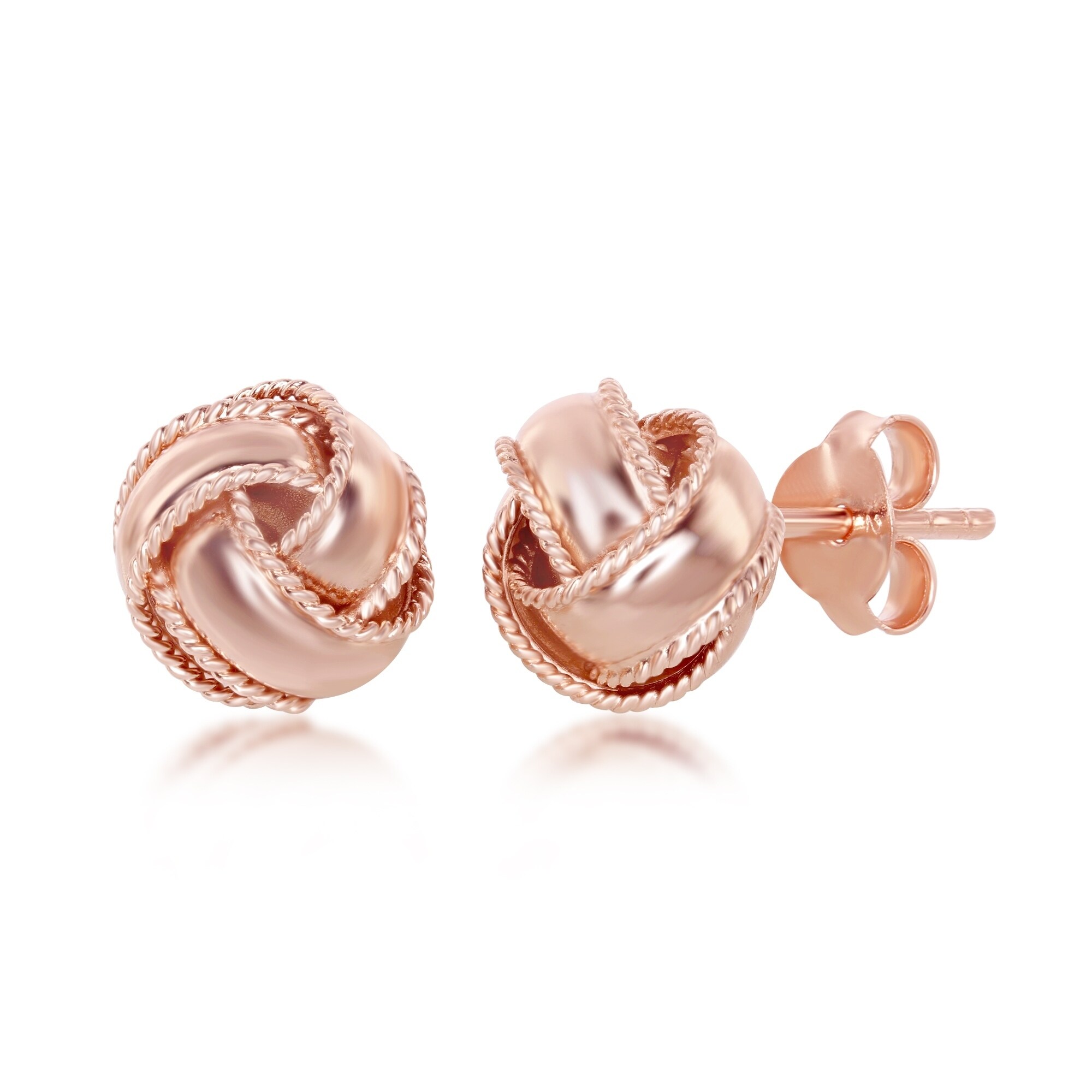 La Preciosa Sterling Silver Or Rose Gold Plated Rope Design Love Knot Stud Earrings Overstock