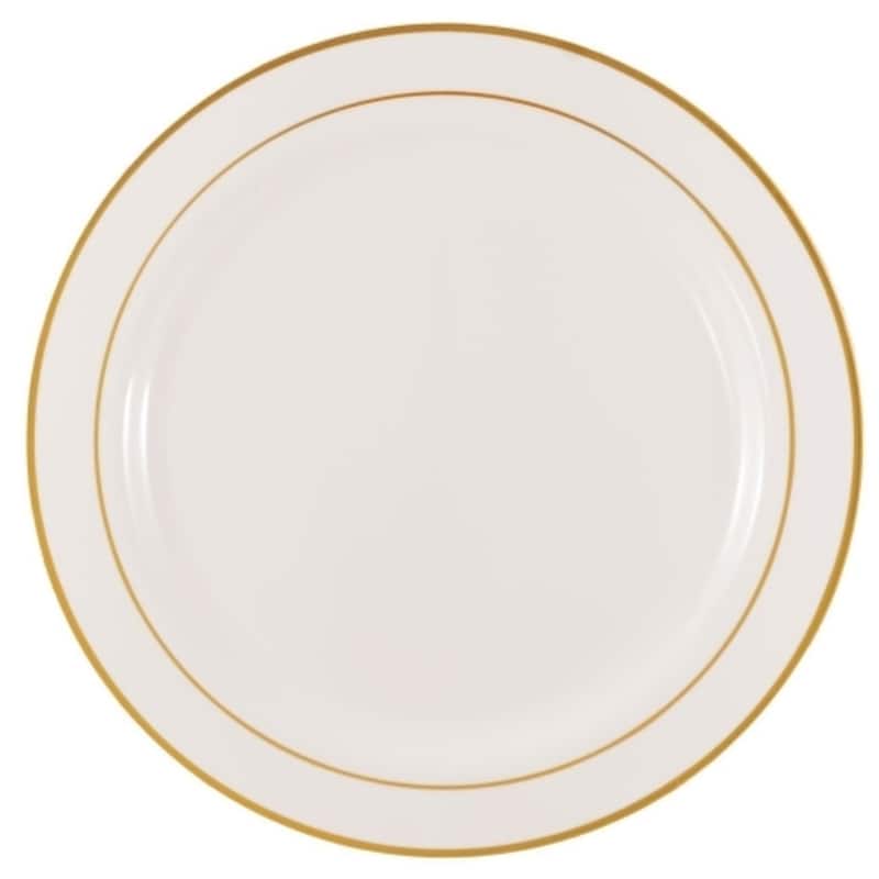 Disposable White and Metallic Rim Plastic Buffet Party Package - For Party's and Weddings