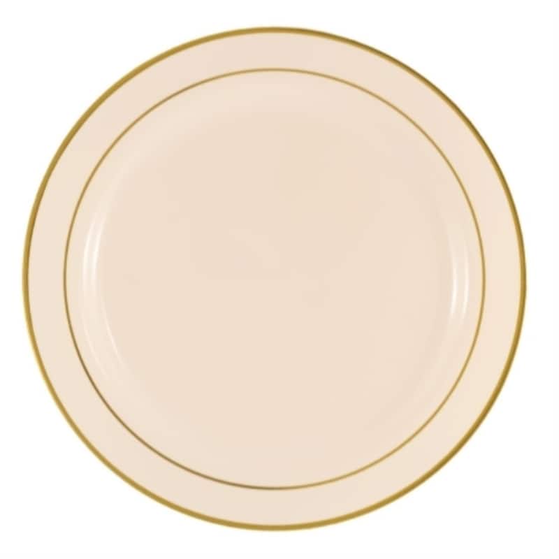 Disposable White and Metallic Rim Plastic Buffet Party Package - For Party's and Weddings