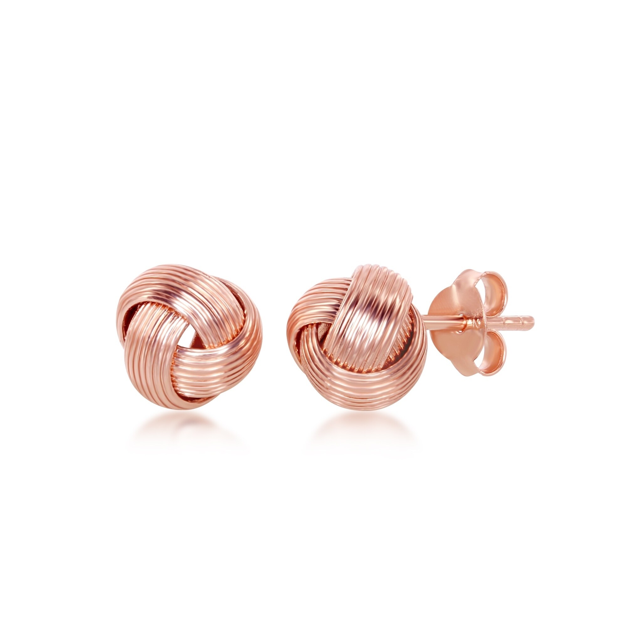 La Preciosa Sterling Silver Or Rose Gold Plated Italian Wire Design Love Knot Stud Earrings 8mm Overstock