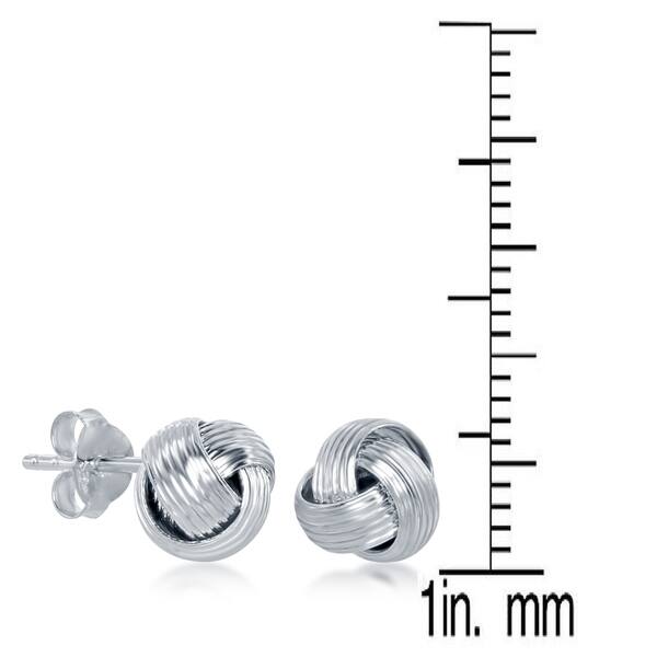 La Preciosa Sterling Silver Or Rose Gold Plated Italian Wire Design Love Knot Stud Earrings 8mm Overstock