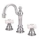 preview thumbnail 3 of 1, American 20th Century Classic Widespread Lavatory Faucets with Pop-Up Drain in Chrome Finish labeled porcelain cross handles