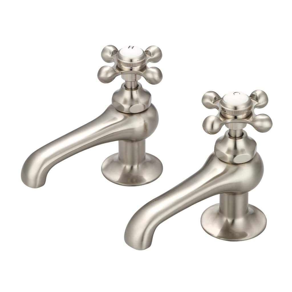 Vintage Classic Basin Beaks Lavatory Faucets in Brushed Nickel Finish