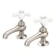 preview thumbnail 2 of 0, Vintage Classic Basin Beaks Lavatory Faucets in Brushed Nickel Finish labeled porcelain cross handles