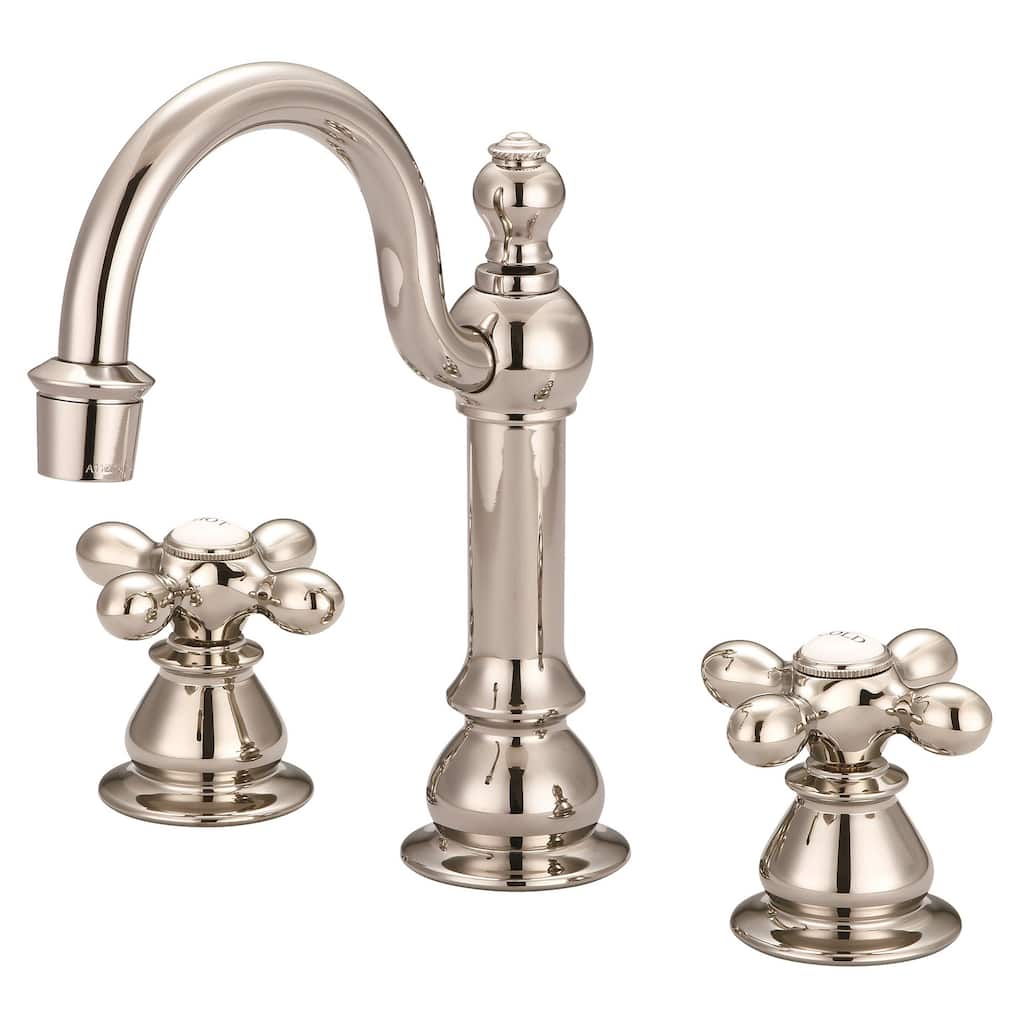 American 20th Century Classic Widespread Lavatory Faucets with Pop-Up Drain in Polished Nickel (PVD) Finish