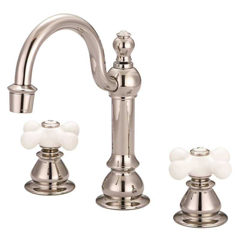 American 20th Century Classic Widespread Lavatory Faucets with Pop-Up Drain in Polished Nickel (PVD) Finish