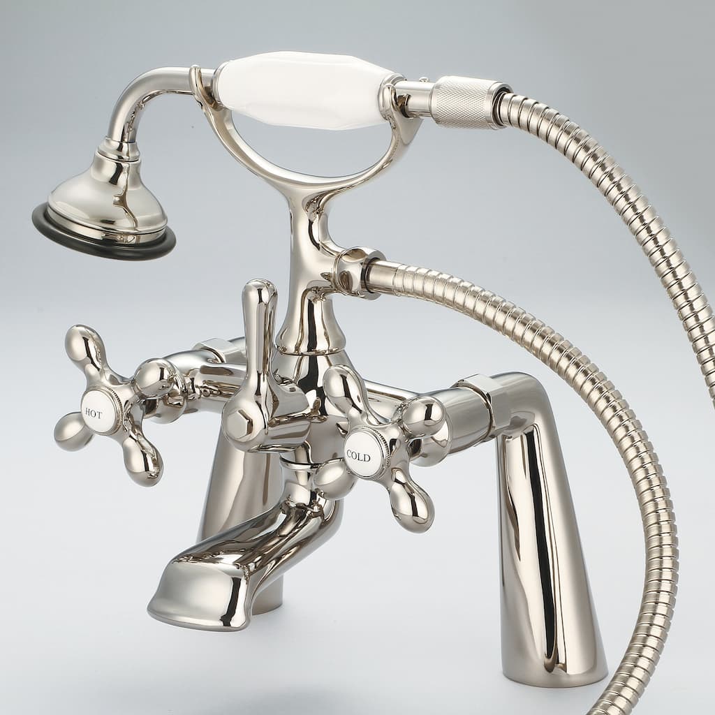 Vintage Classic 7 Inch Spread Deck Mount Tub Faucet With Handheld Shower in Polished Nickel (PVD) Finish