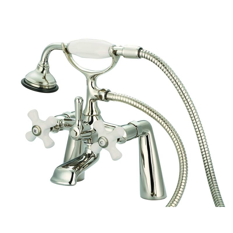 Vintage Classic 7 Inch Spread Deck Mount Tub Faucet With Handheld Shower in Polished Nickel (PVD) Finish