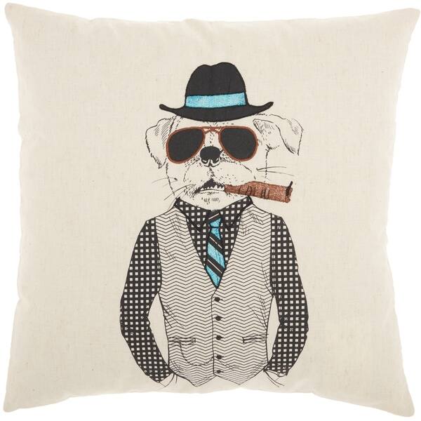Shop Mina Victory Cigar Sunglasses Dog Natural Throw Pillow 18