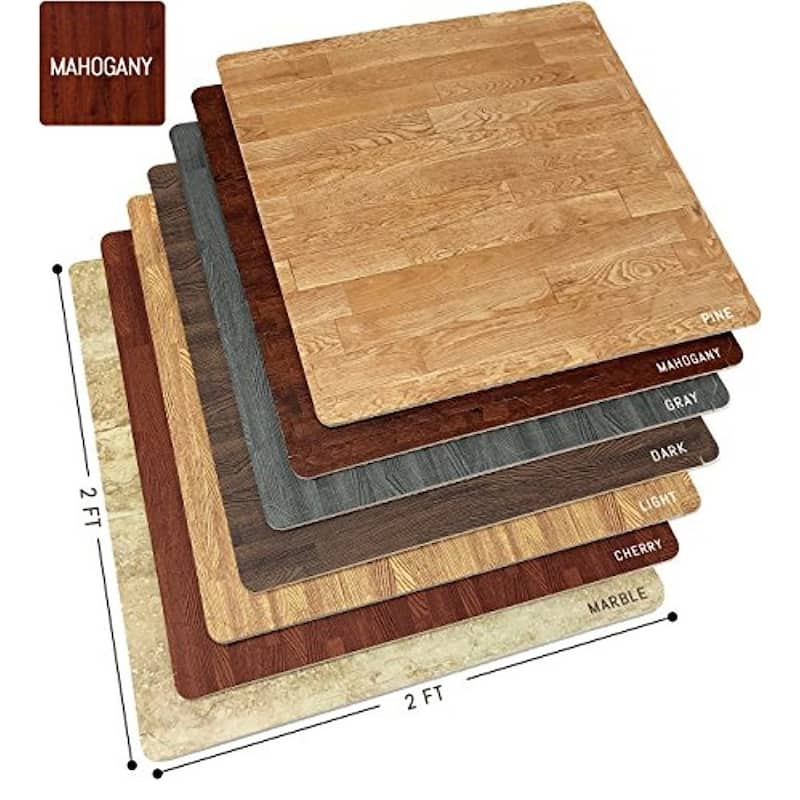 Interlocking Floor Mat - Mahogany Wood Print, 12 Pieces-24x24