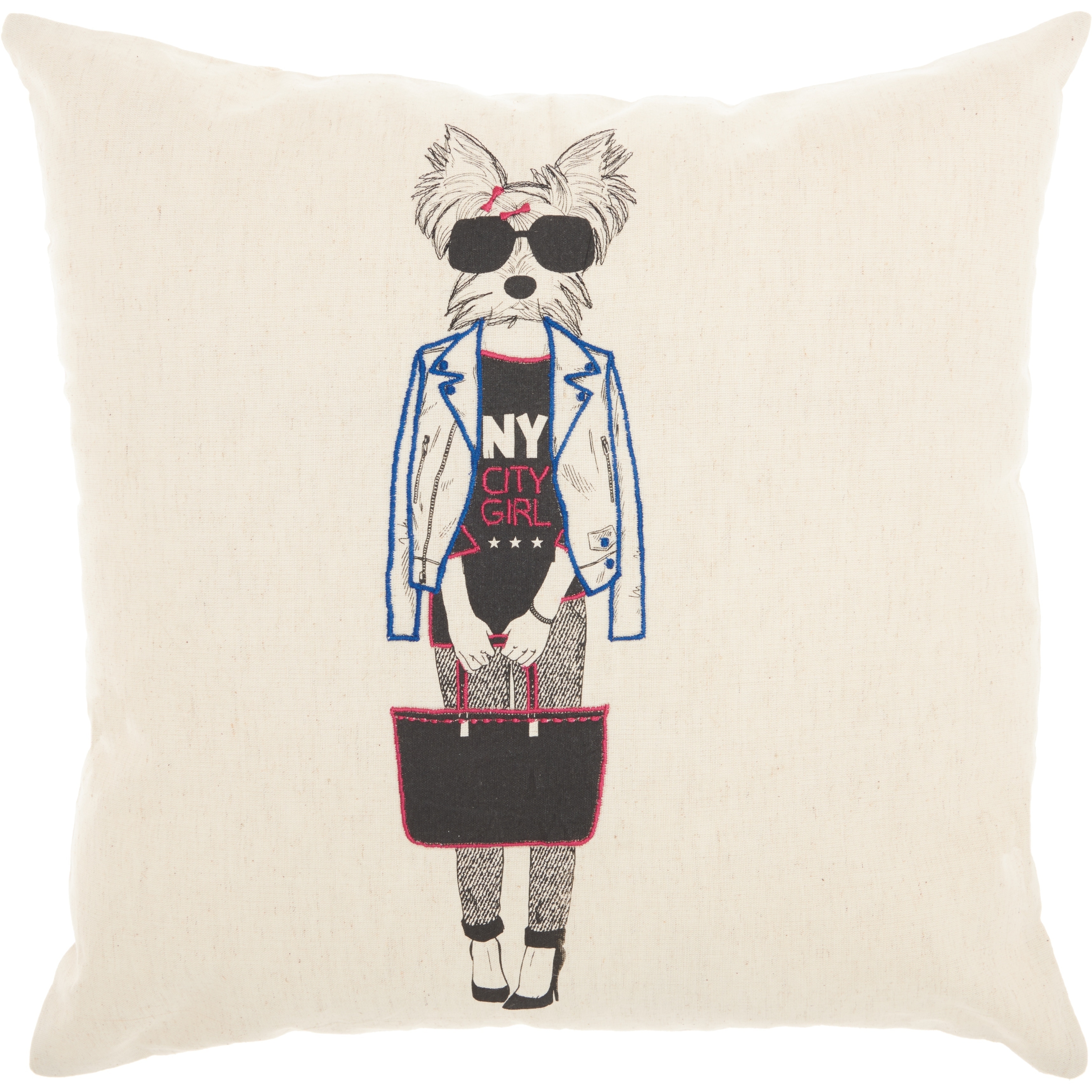 Shop Mina Victory Nyc Dog Natural Throw Pillow 18 Inch X 18 Inch