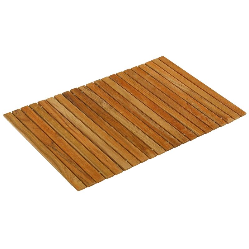 Bare Decor Asi Genuine Teak Wood Flexible Table Top Placemat or Sofa Arm Tray, 1 Mat 19" x 12"
