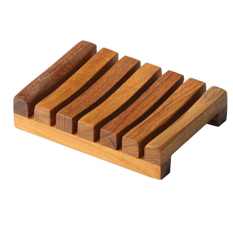 Bare Decor Sudsy Soap Dish, Genuine Teak Wood