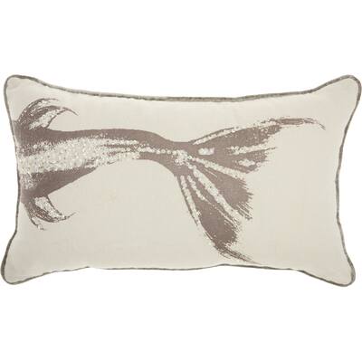 Mina Victory Metallic Fish Tail Silver/Grey Throw Pillow (12-Inch x 20-Inch)