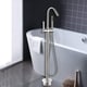 preview thumbnail 4 of 3, Vanity Art Brushed Nickel Finished Bathtub Faucet Freestanding Floor Mounted Single Handle Mixer Tap with Handheld Shower