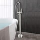 preview thumbnail 3 of 3, Vanity Art Brushed Nickel Finished Bathtub Faucet Freestanding Floor Mounted Single Handle Mixer Tap with Handheld Shower
